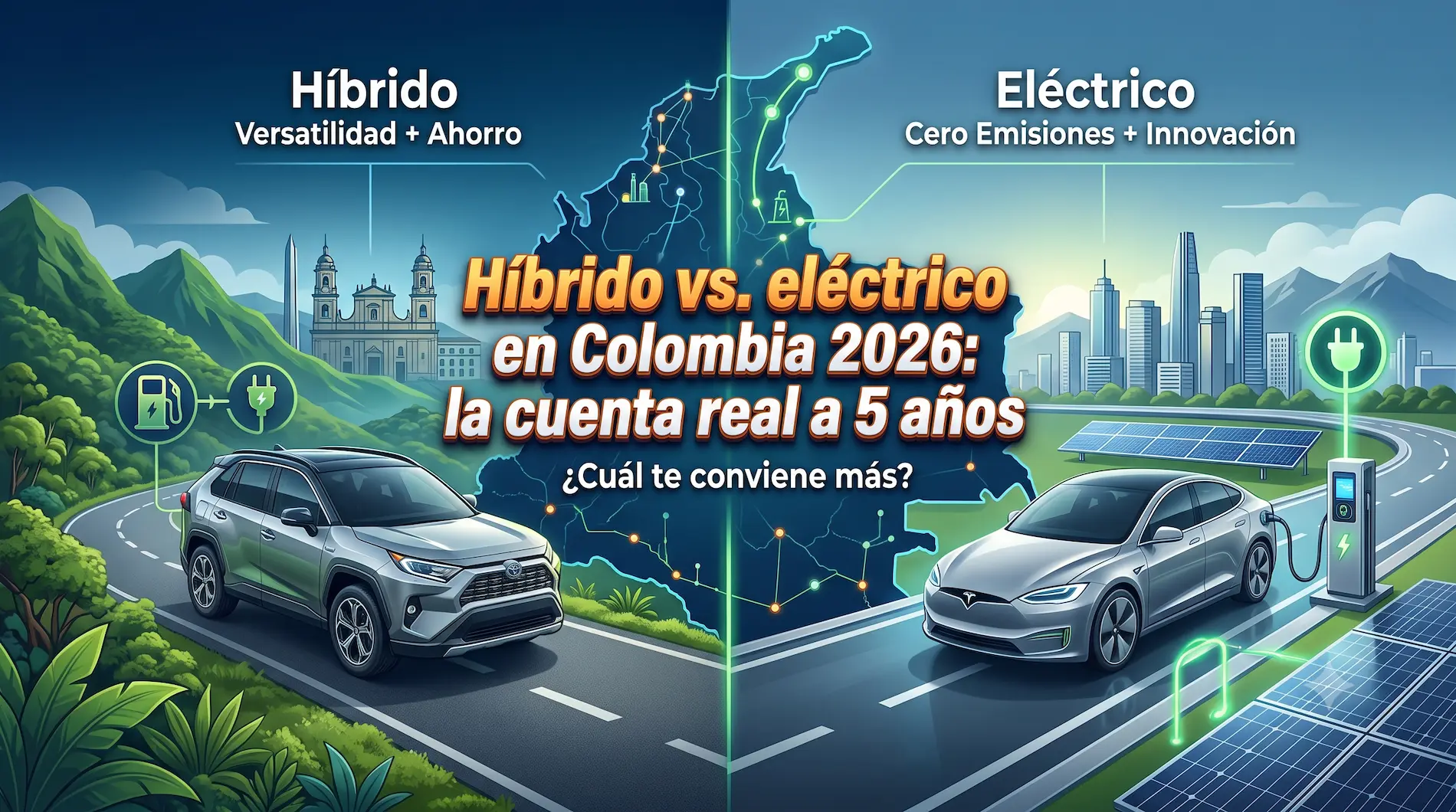 Híbrido vs. eléctrico en Colombia 2026: la cuenta real a 5 años