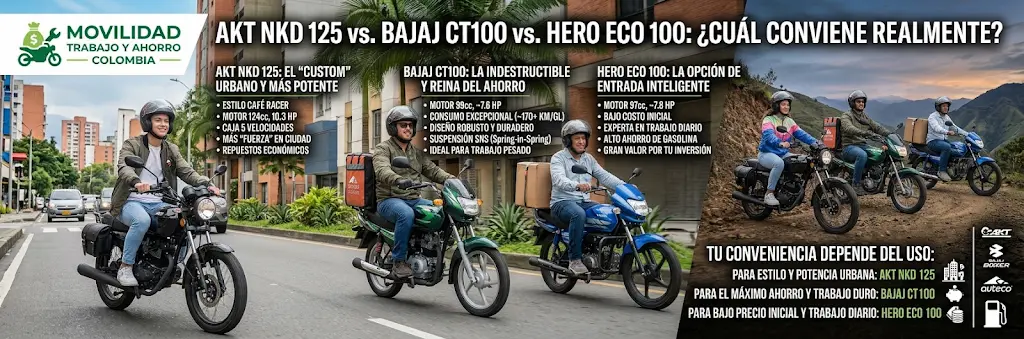 AKT NKD 125 vs Bajaj CT100 vs Hero Eco 100: ¿cuál conviene realmente?