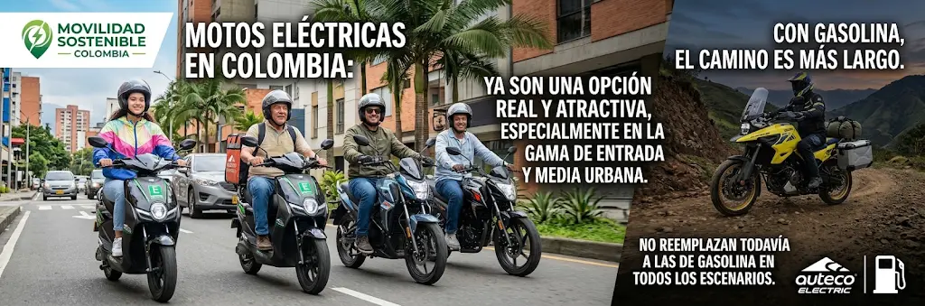 Las motos eléctricas ya son una opción real y atractiva en Colombia, especialmente en la gama de entrada y media urbana. No reemplazan todavía a las de gasolina en todos los escenarios